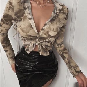 Marble mesh buttoned shirt